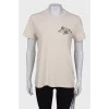 Beige printed T-shirt with tag
