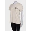 Beige printed T-shirt with tag