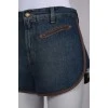 Genuine leather denim shorts with tag