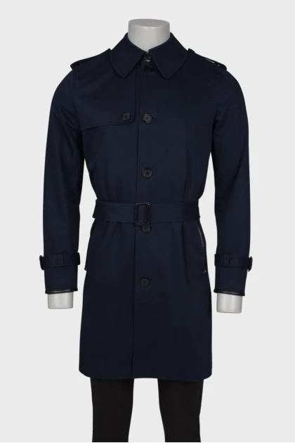 Men's raincoat with leather inserts