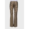 Gold-colored straight-leg trousers