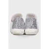 White glitter heel sneakers