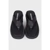 Black square toe slippers