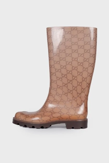 Rubber boots with branded print