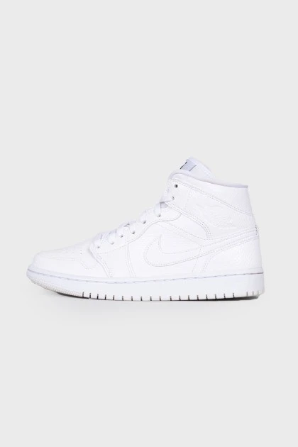 Embossed white high top sneakers