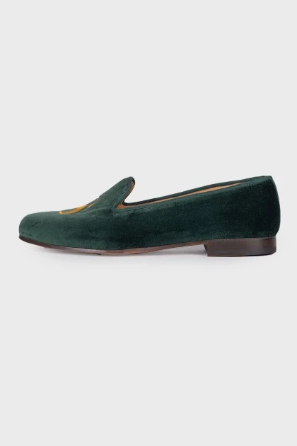 Suede green ballerina shoes