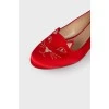 Red textile ballerinas with embroidery