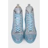 Blue sneakers with rhinestones