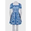 Blue dress with abstract print