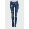 Skull jeans with distressed effect