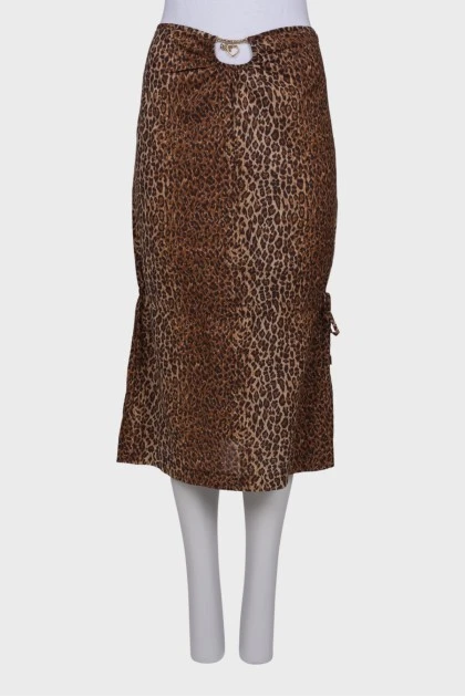 Leopard skirt with drawstring