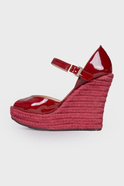 Sandals on a high jute wedge