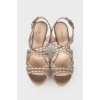 Leather sandals with jute