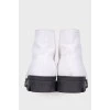 Textile white boots