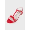 Red low heel sandals