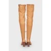 Tan leather over the knee boots