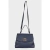 Black and blue leather bag