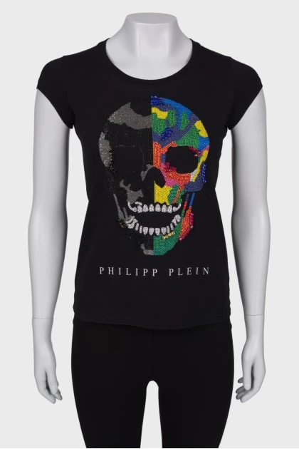 T-shirt with skull appliqué