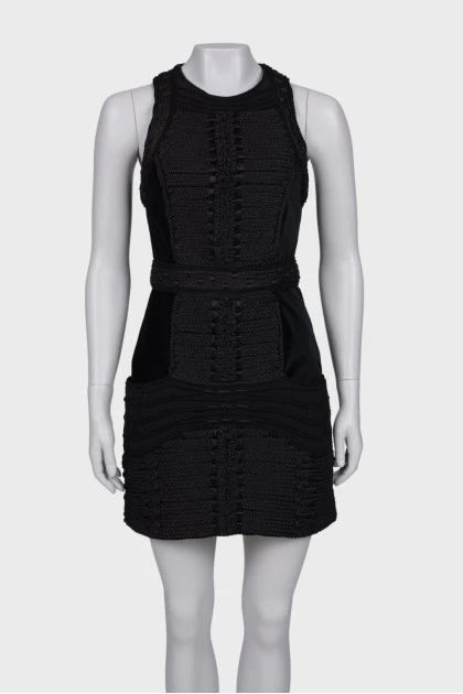 Velor dress with knitted inserts