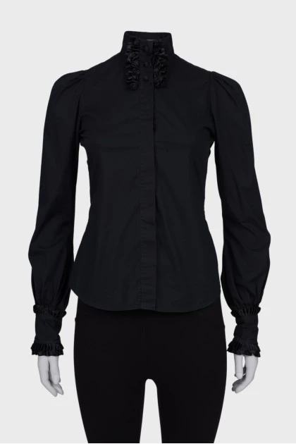 Black blouse with ruffles