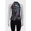 Blouse with abstract print and chain