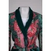 Silk suit with velor trim
