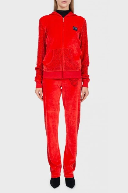 Red velor suit