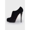 Suede ankle boots with shaped heel