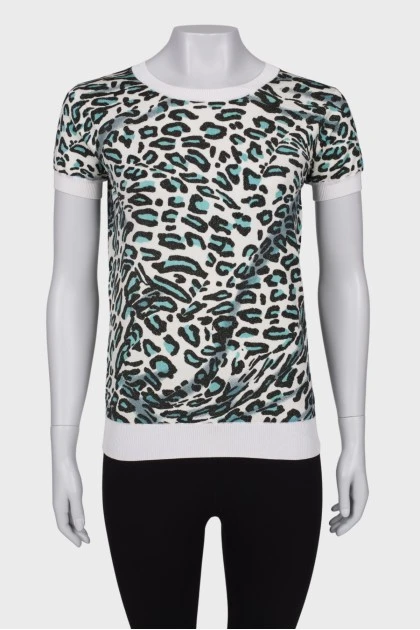 T-shirt with lurex in leopard print