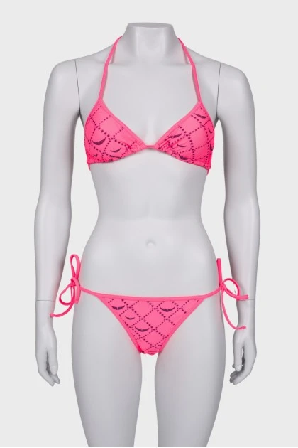 Pink printed swimsuit with tag 