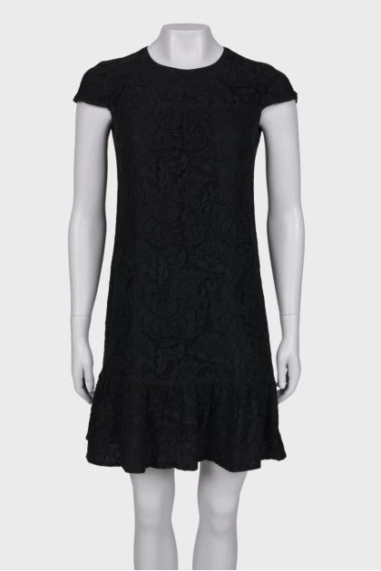 Black lace dress with ruffles
