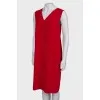 Red V-neck dress