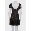 Black pleated lace dress