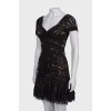 Black pleated lace dress