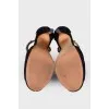 Black suede sandals with rhinestones
