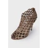 Leather fishnet sandals