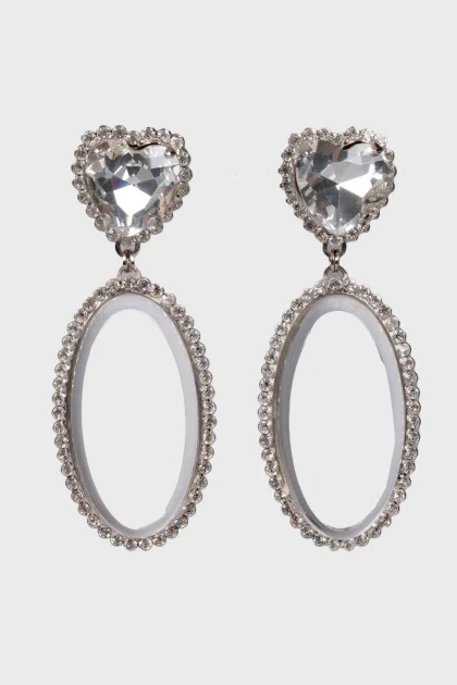 Clip-on earrings with crystal heart