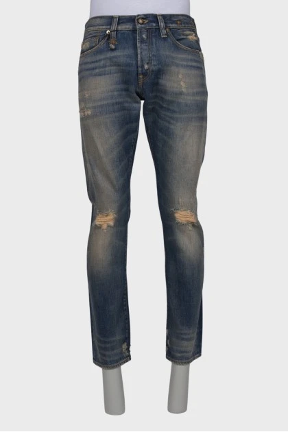 Men's Fulham Blue Rip Jeans with Tag