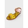 Pink and yellow rhinestone sandals with tag