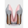 Grey-pink heeled shoes with tag