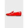 Red patent loafers