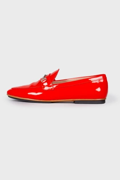 Red patent loafers