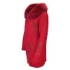 Red knitted jacket with hood