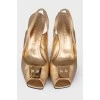 Gold-tone square toecap sandals