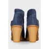 Suede blue ankle boots