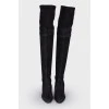 Over the knee boots with metal rhinestones