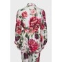 Silk suit with tag print