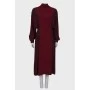 Burgundy dress with batwing sleeve