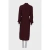 Burgundy dress with batwing sleeve
