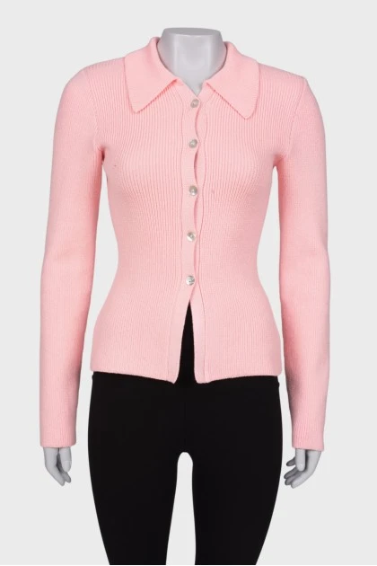 Pink cardigan with shoulder pads